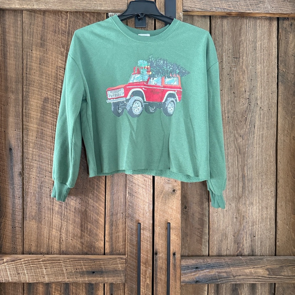 Ford Bronco cropped Christmas sweatshirt size medium